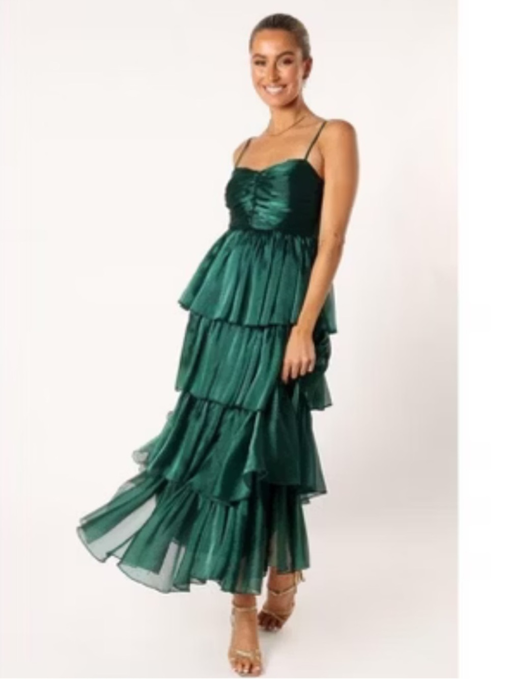 Elegant Green Ruffled Dress petal & pup